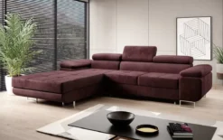 Designer Ecksofa Calvera mit Schlaf- und Klappfunktion in Samt