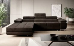 Designer Ecksofa Calvera mit Schlaf- und Klappfunktion in Samt