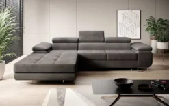 Designer Ecksofa Calvera mit Schlaf- und Klappfunktion in Samt