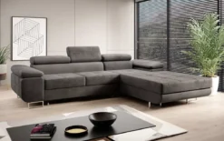 Designer Ecksofa Calvera mit Schlaf- und Klappfunktion in Samt