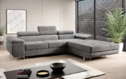 Designer Ecksofa Calvera mit Schlaf- und Klappfunktion in Samt