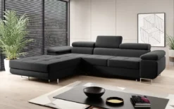 Designer Ecksofa Calvera mit Schlaf- und Klappfunktion in Samt