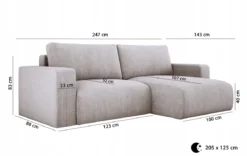 Designer Ecksofa Carl Cord mit Schlaf- und Klappfunktion