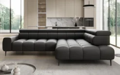Designer Ecksofa Ceora mit elektrischer Schlaffunktion und verstellbarerer Rückenlehne in Echtleder
