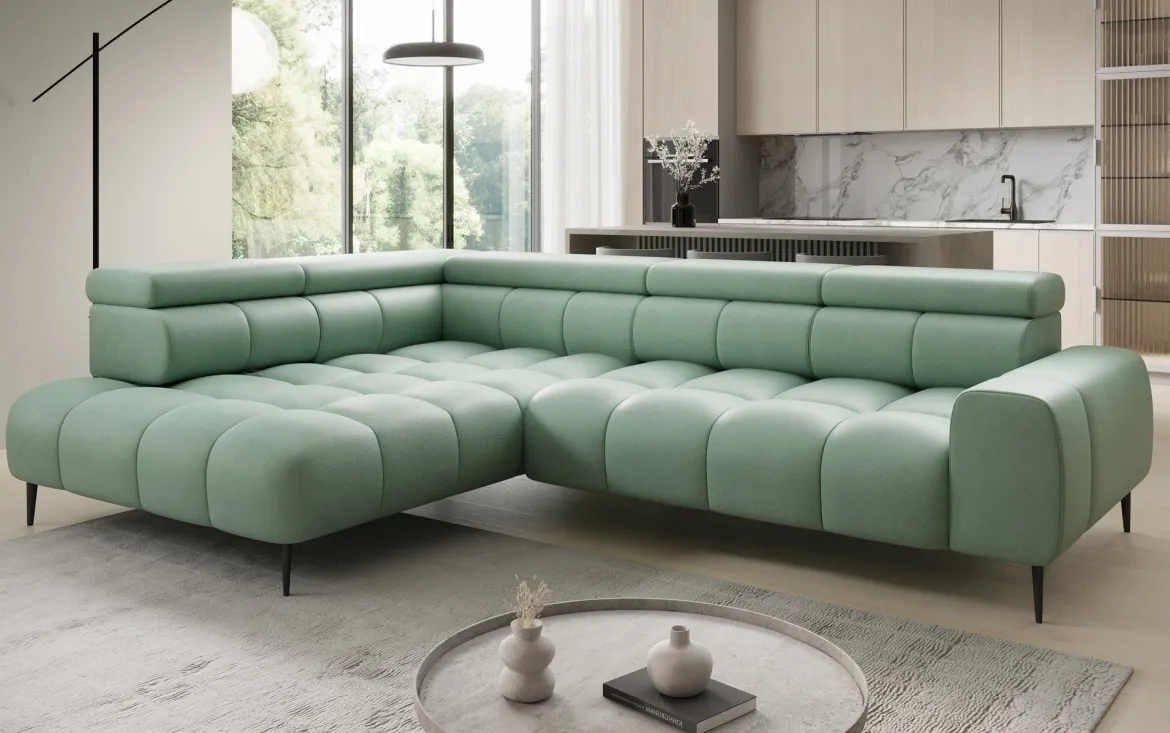 Designer Ecksofa Ceora mit elektrischer Schlaffunktion und verstellbarerer Rückenlehne in Echtleder