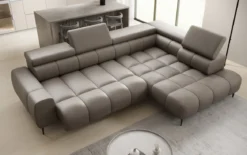 Designer Ecksofa Ceora mit elektrischer Schlaffunktion und verstellbarerer Rückenlehne in Echtleder