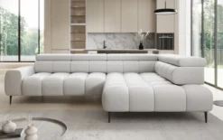 Designer Ecksofa Ceora mit elektrischer Schlaffunktion und verstellbarerer Rückenlehne in Echtleder
