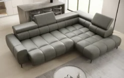 Designer Ecksofa Ceora mit elektrischer Schlaffunktion und verstellbarerer Rückenlehne in Echtleder