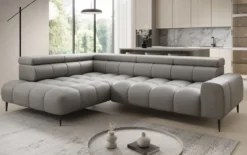Designer Ecksofa Ceora mit elektrischer Schlaffunktion und verstellbarerer Rückenlehne in Echtleder