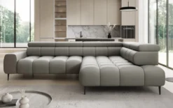 Designer Ecksofa Ceora mit elektrischer Schlaffunktion und verstellbarerer Rückenlehne in Echtleder
