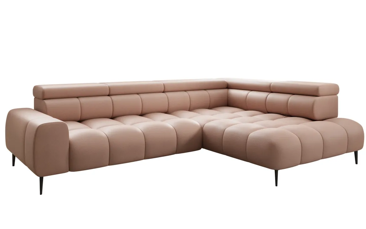 Designer Ecksofa Ceora mit elektrischer Schlaffunktion und verstellbarerer Rückenlehne in Echtleder