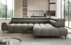 Designer Ecksofa Ceora mit elektrischer Schlaffunktion und verstellbarerer Rückenlehne in Echtleder