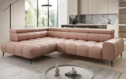 Designer Ecksofa Ceora mit elektrischer Schlaffunktion und verstellbarerer Rückenlehne in Echtleder