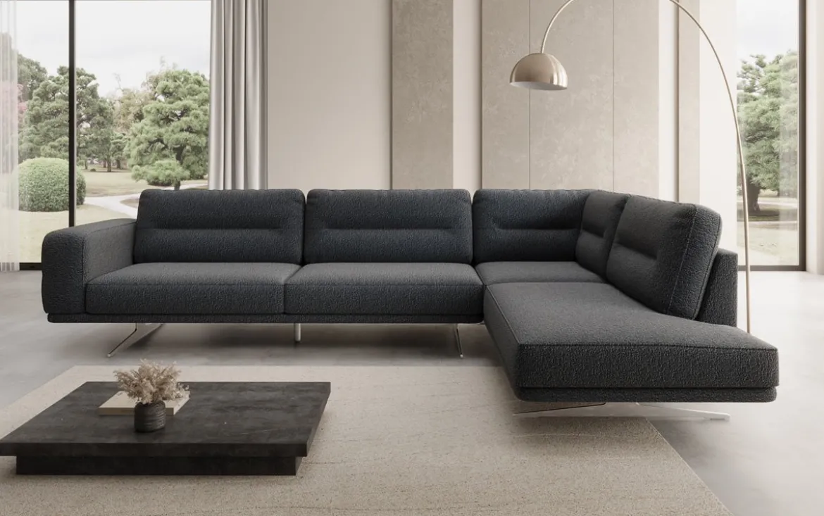 Designer Ecksofa closed Torino in Bouclé