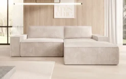 Designer Ecksofa Corino in Cord mit Schlaf- und Klappfunktion