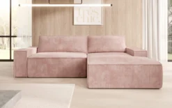 Designer Ecksofa Corino in Cord mit Schlaf- und Klappfunktion