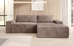 Designer Ecksofa Corino in Cord mit Schlaf- und Klappfunktion