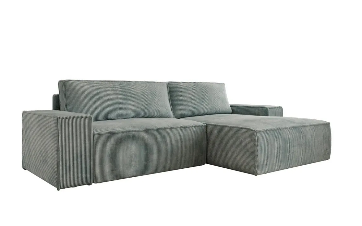 Designer Ecksofa Corino in Cord mit Schlaf- und Klappfunktion