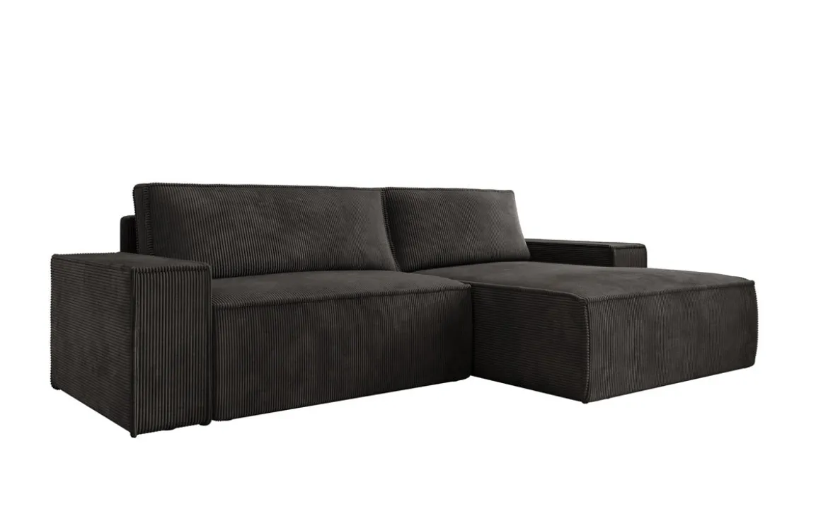 Designer Ecksofa Corino in Cord mit Schlaf- und Klappfunktion