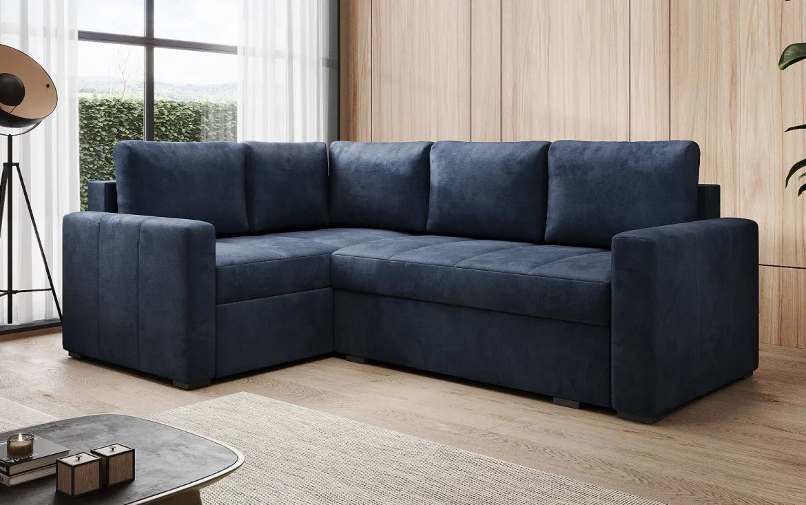 Designer Ecksofa Cortino mit Schlaffunktion und Stauraum