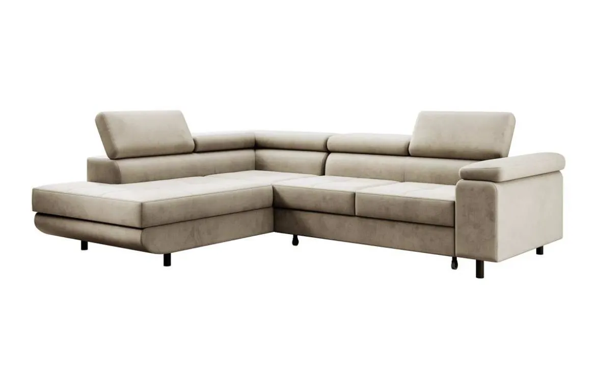 Designer Ecksofa Costa mit Schlaf- und Klappfunktion aus Samt