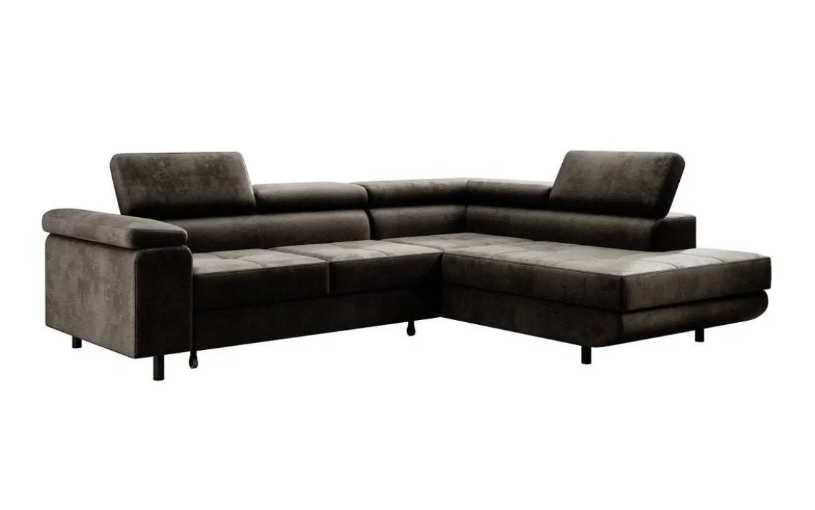 Designer Ecksofa Costa mit Schlaf- und Klappfunktion aus Samt