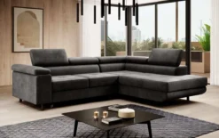 Designer Ecksofa Costa mit Schlaf- und Klappfunktion aus Samt