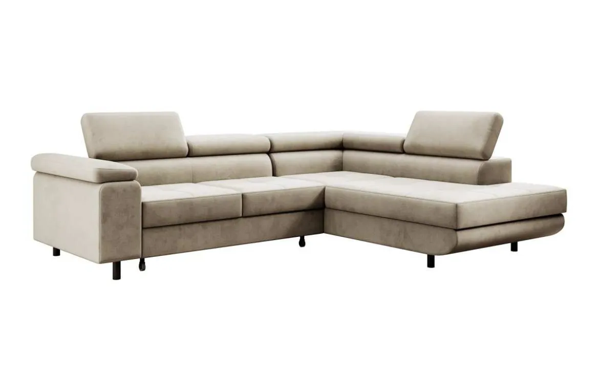 Designer Ecksofa Costa mit Schlaf- und Klappfunktion aus Samt