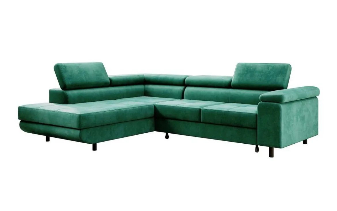 Designer Ecksofa Costa mit Schlaf- und Klappfunktion aus Samt