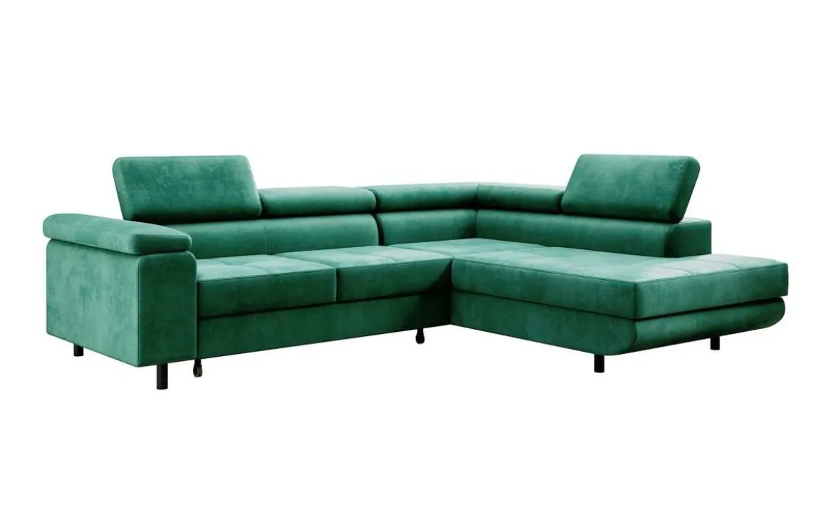 Designer Ecksofa Costa mit Schlaf- und Klappfunktion aus Samt