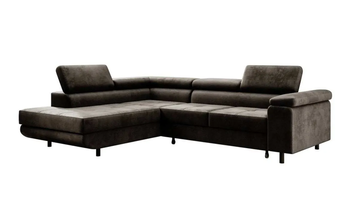 Designer Ecksofa Costa mit Schlaf- und Klappfunktion aus Samt