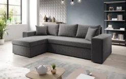 Designer Ecksofa Denver Bouclé mit Schlaf- und Klappfunktion