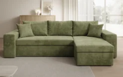 Designer Ecksofa Denver Cord mit Schlaf- und Klappfunktion