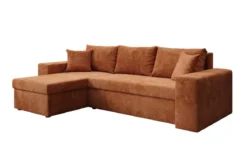 Designer Ecksofa Denver Cord mit Schlaf- und Klappfunktion