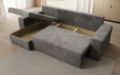Designer Ecksofa Denver Cord mit Schlaf- und Klappfunktion