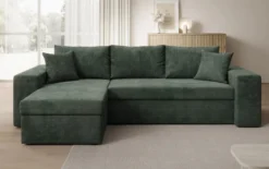 Designer Ecksofa Denver Cord mit Schlaf- und Klappfunktion