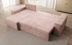 Designer Ecksofa Denver Cord mit Schlaf- und Klappfunktion