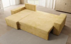 Designer Ecksofa Denver Cord mit Schlaf- und Klappfunktion
