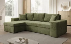 Designer Ecksofa Denver Cord mit Schlaf- und Klappfunktion