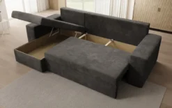 Designer Ecksofa Denver Cord mit Schlaf- und Klappfunktion