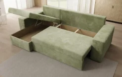 Designer Ecksofa Denver Cord mit Schlaf- und Klappfunktion