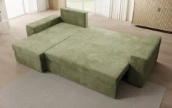 Designer Ecksofa Denver Cord mit Schlaf- und Klappfunktion
