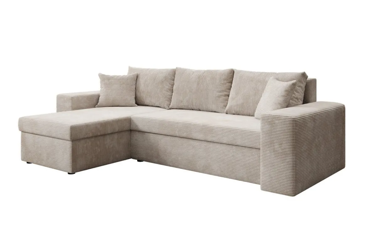 Designer Ecksofa Denver Cord mit Schlaf- und Klappfunktion