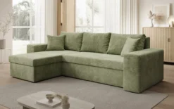 Designer Ecksofa Denver Cord mit Schlaf- und Klappfunktion