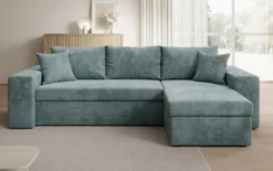 Designer Ecksofa Denver Cord mit Schlaf- und Klappfunktion