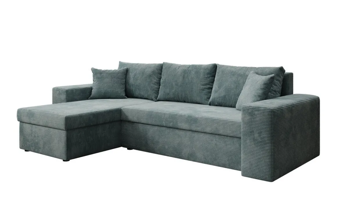 Designer Ecksofa Denver Cord mit Schlaf- und Klappfunktion