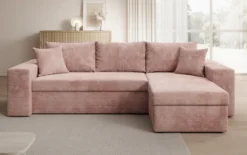Designer Ecksofa Denver Cord mit Schlaf- und Klappfunktion