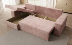 Designer Ecksofa Denver Cord mit Schlaf- und Klappfunktion