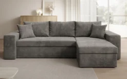 Designer Ecksofa Denver Cord mit Schlaf- und Klappfunktion