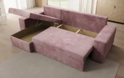 Designer Ecksofa Denver Cord mit Schlaf- und Klappfunktion